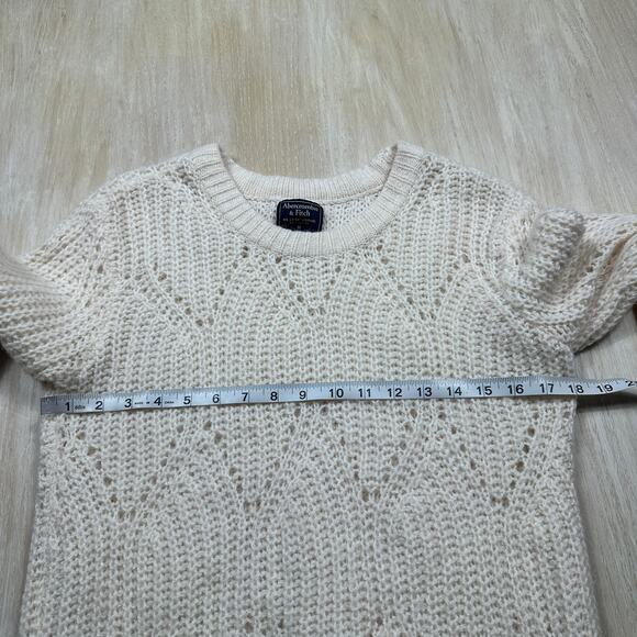 Abercrombie & Fitch Alpaca Blend Ivory Crew Neck Cozy Pullover Sweater Medium - Picture 8 of 13